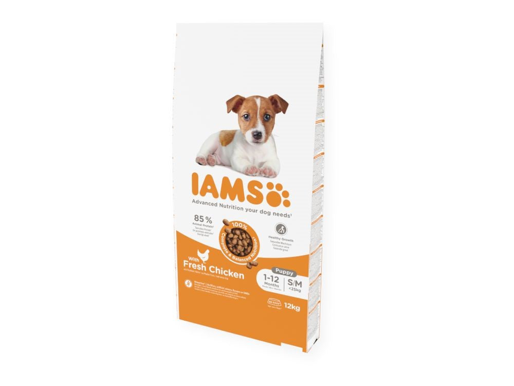 IAMS DOG 12KG PUPPY SML&MED CHICKEN