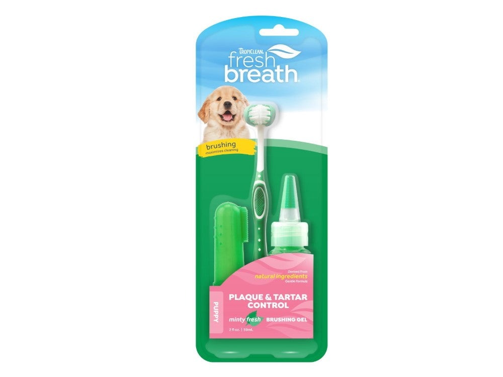 Tropiclean fresh breath puppy brush set