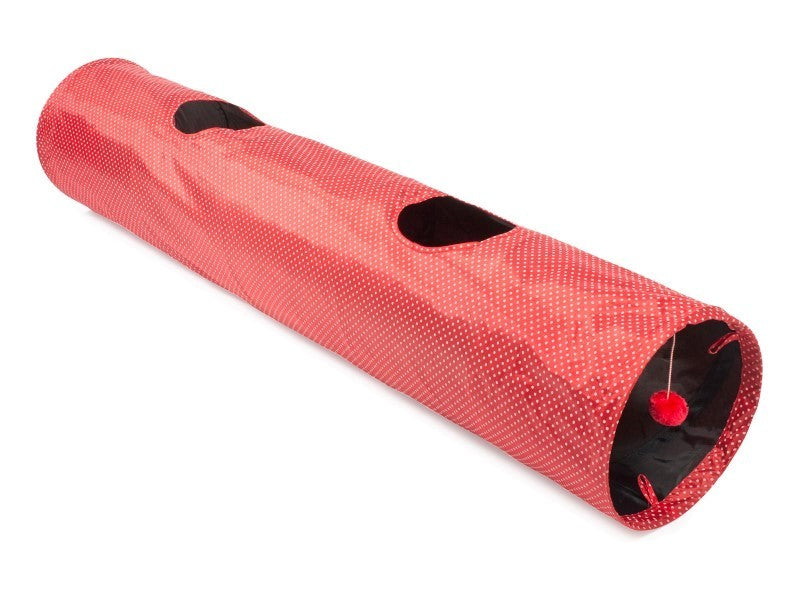 CAT PLAY TUNNEL RED COLLAPSIBLE 130CM