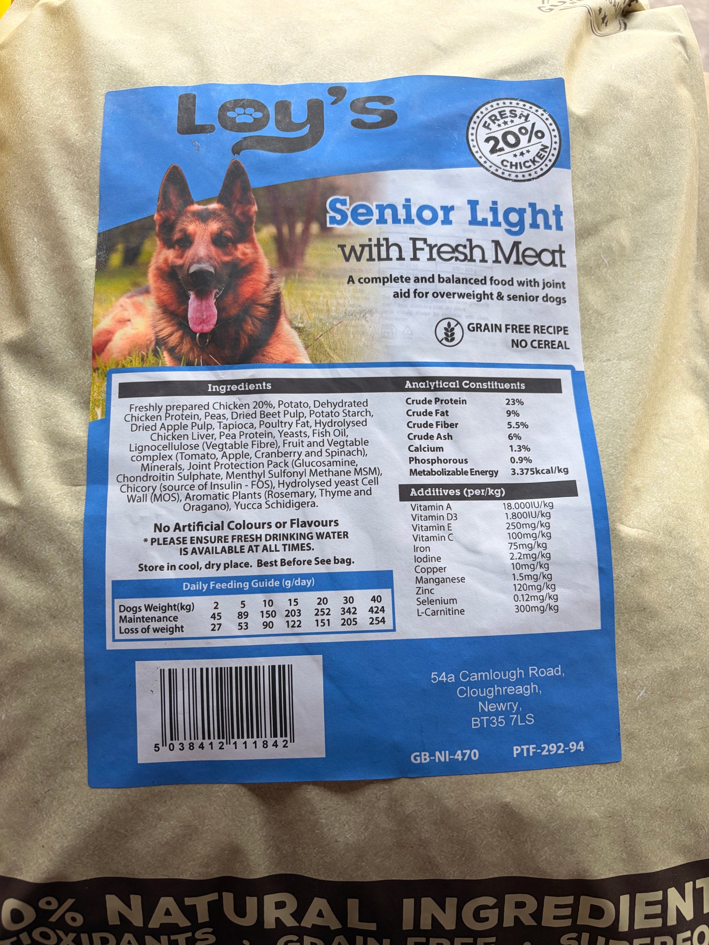 Loy's Grain Free Dog Food Senior 12kg