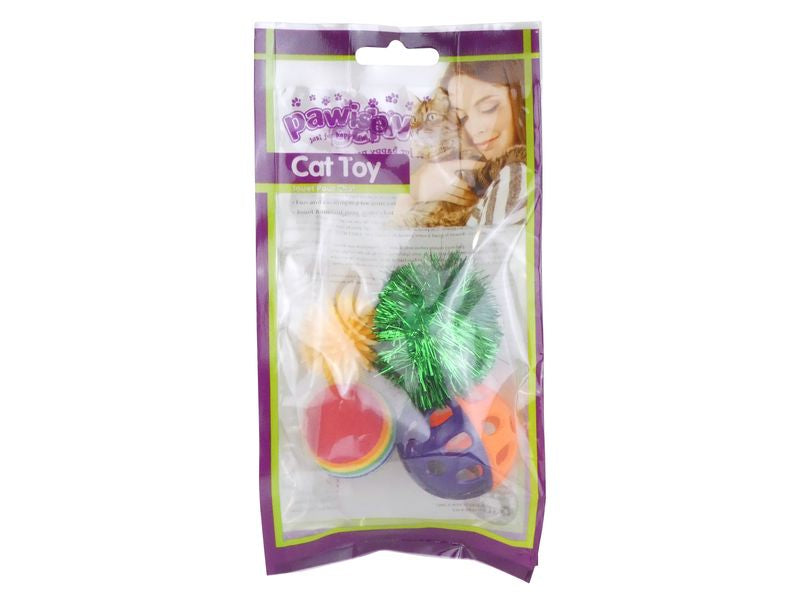 PAWISE ASSORTED CAT BALLS 4PC