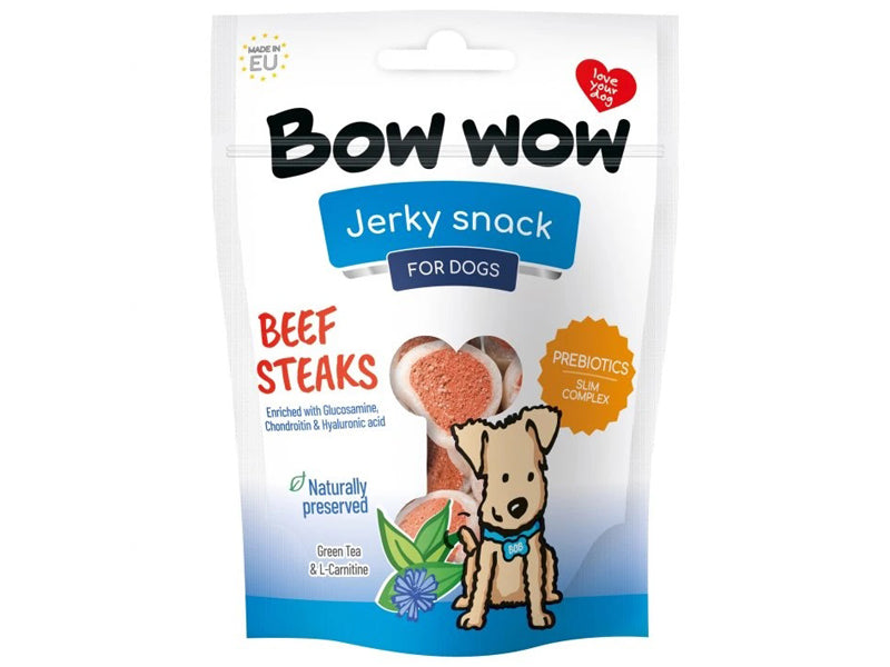 BOW WOW BEEF STEAKS WITH PREBIOTICS 80G