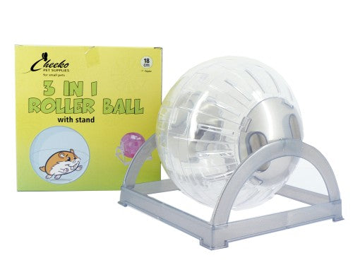 CHEEKO 3IN1 HAMSTER BALL 7" & STAND