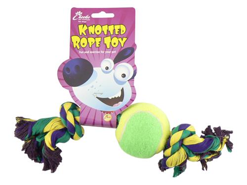 CHEEKO KNOTTED ROPE + TENNIS BALL 30CM