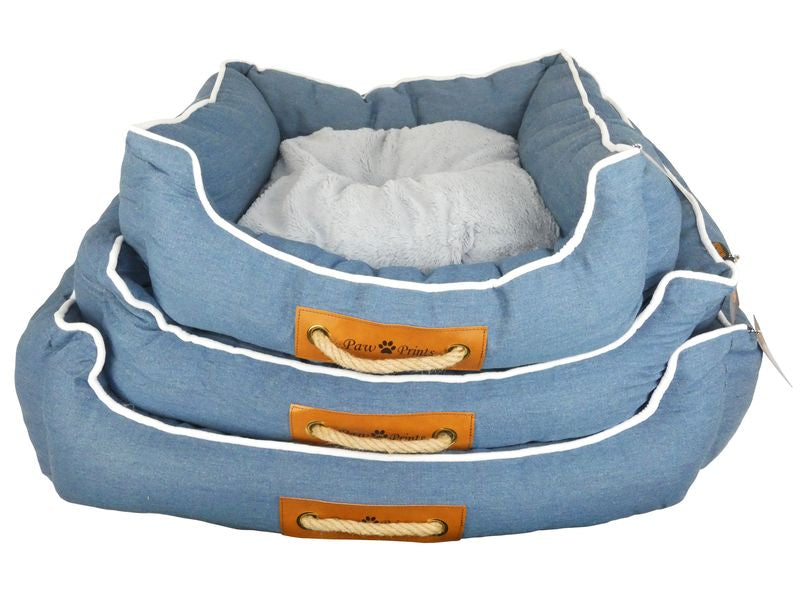 Pawprints bed blue M
