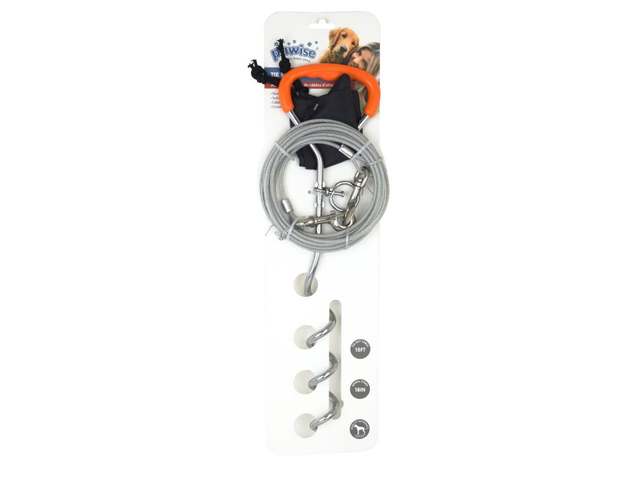 TIE OUT STAKE& STANDARD 15FT CABLE 60LB/27KG