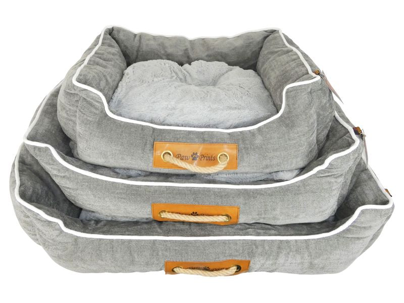 Pawprints bed grey Small