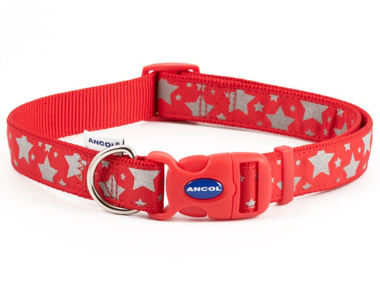 STARS REFLECTIVE ADJ COLLAR RED S5-9