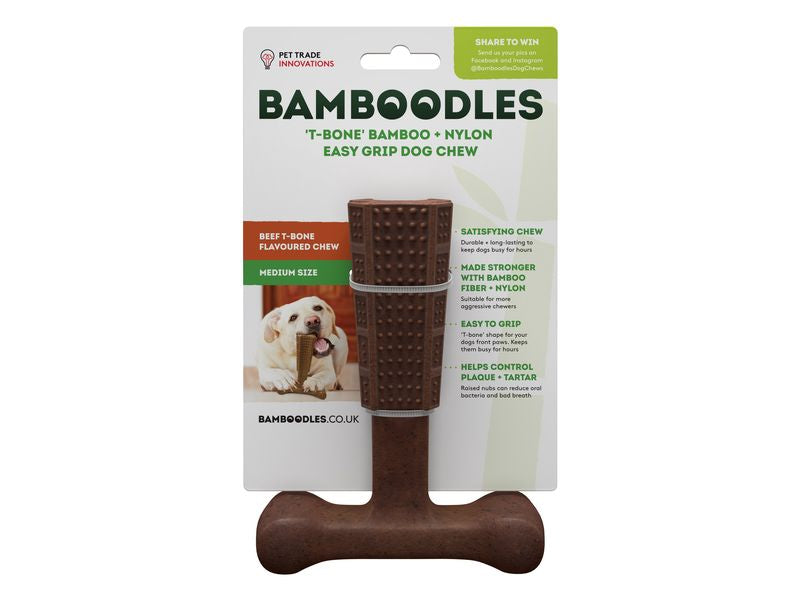 BAMBOODLES T-BONE CHEW MEDIUM BEEF 6"