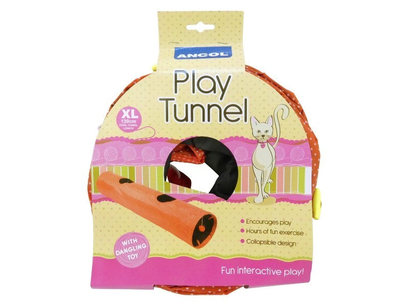 CAT PLAY TUNNEL RED COLLAPSIBLE 130CM