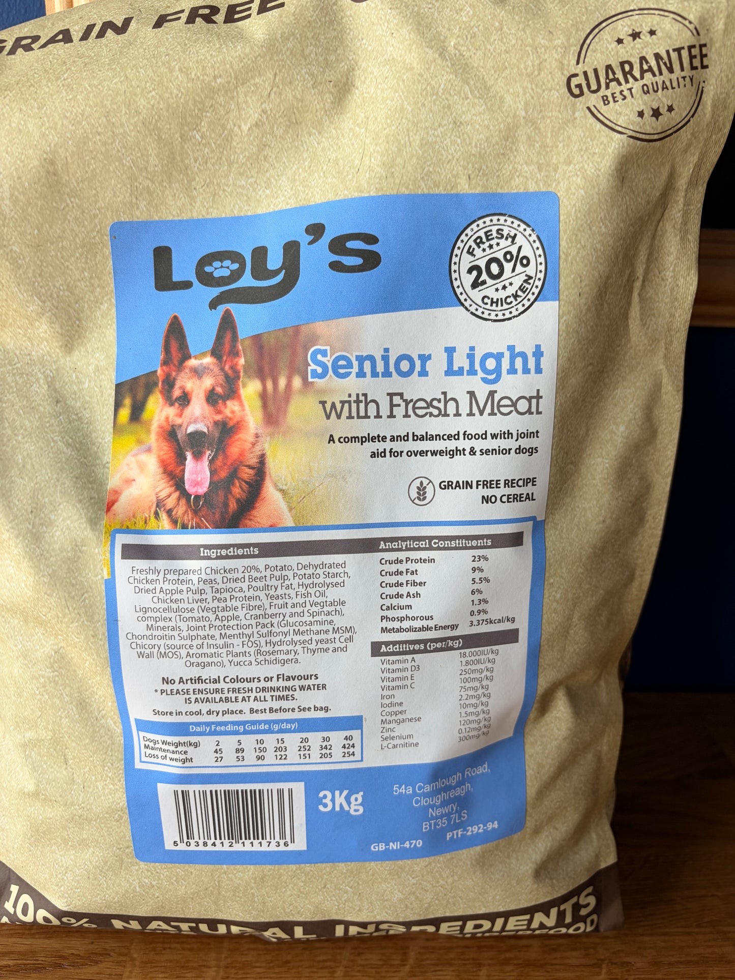 Loys Grain Free Dog Food Senior 3kg