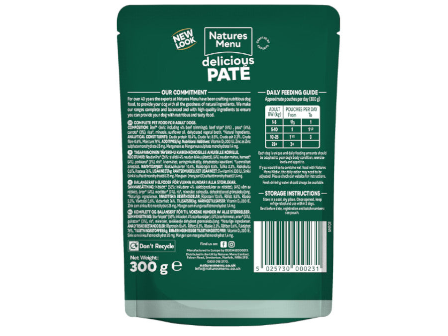 NAT MENU Dog Pouch Adult Beef & Tripe 300G