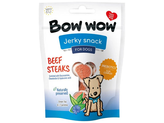 BOW WOW BEEF STEAKS WITH PREBIOTICS 80G