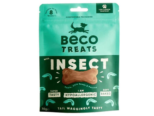 BECO TREATS BUGS, APPLE & CHIA SEED 70G