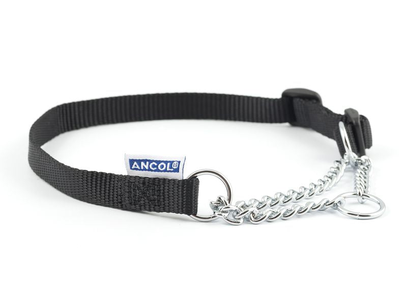 NYLON CHECK CHAIN COLLAR BLK 45-60CM