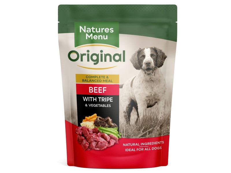 NAT MENU DOG POUCH AD BEEF&TRIPE300G
