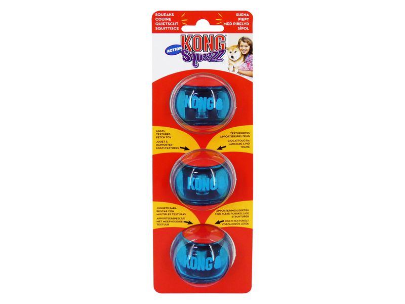 KONG SQUEEZZ ACTION BALL RED MD 3 BALLS